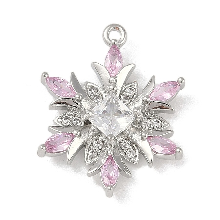 Christmas Theme Brass Micro Pave Cubic Zirconia Pendants KK-Z065-01-03P-1