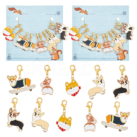 Dog Pendant Stitch Markers HJEW-AB00324-1