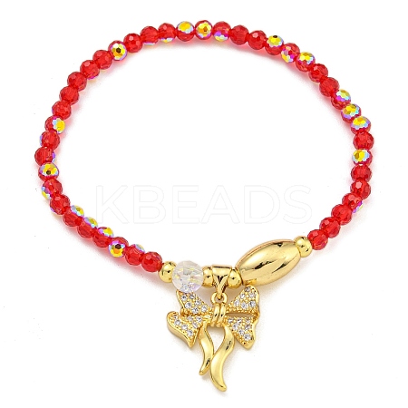 Rack Plating Brass and Glass Stretch Bracelets BJEW-B106-04G-04-1