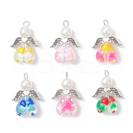 Glass Enamel Beads Pendants PALLOY-JF04137-02-1