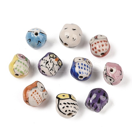 Handmade Printed Porcelain Beads PORC-E015-09L-1