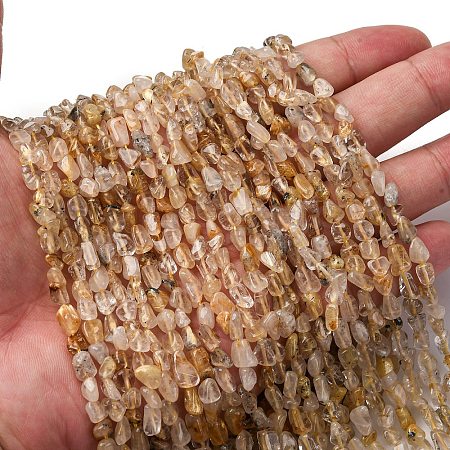 Natural Gold Rutilated Quartz Beads Strands G-I389-A25-1
