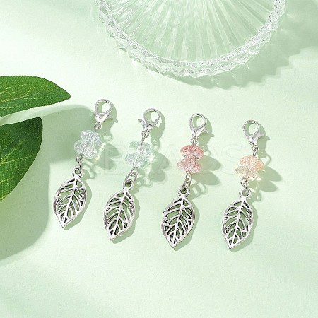 4Pcs Crackle Glass Beads Pendant Decorations HJEW-JM04133-1