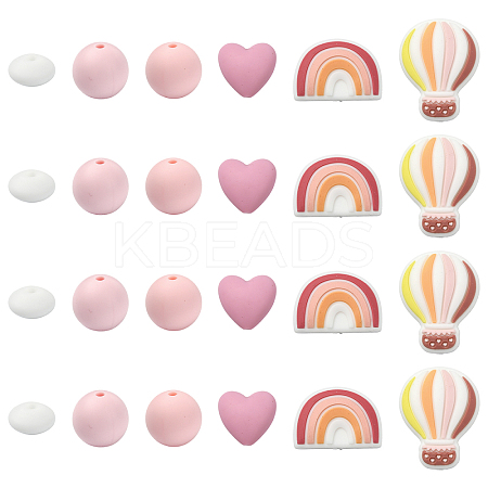 26Pcs Food Grade Eco-Friendly Silicone Beads SIL-YW0002-42C-1