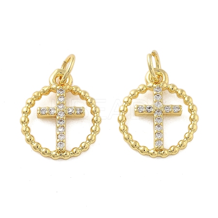 Brass Micro Pave Cubic Zirconia Pendants X1-KK-C092-21A-G-1