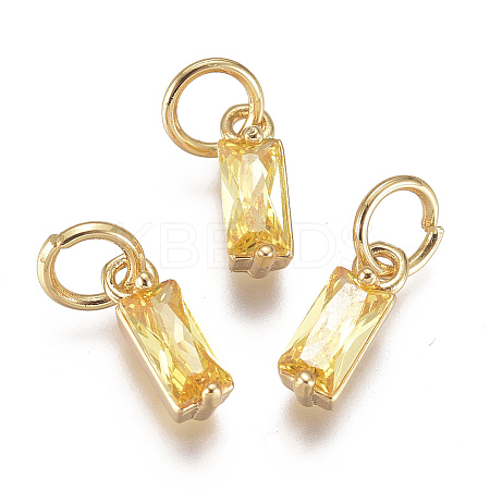 Brass Micro Pave Cubic Zirconia Charms ZIRC-F111-03G-01-1