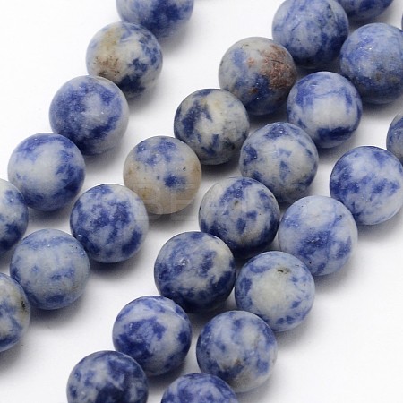 Natural Blue Spot Jasper Round Bead Strands G-D679-6mm-1