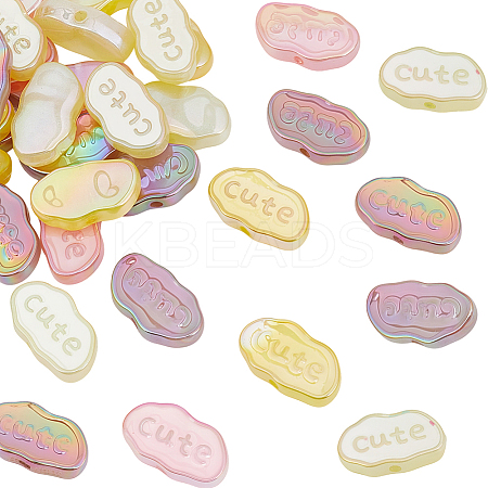 40Pcs 4 Colors UV Plating Luminous Acrylic Beads OACR-PA0001-42-1