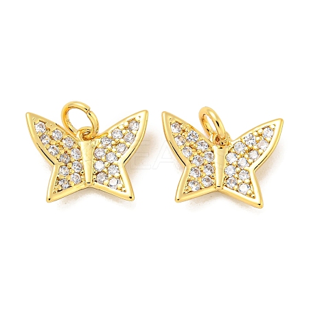 Rack Plating Brass Micro Pave Clear Cubic Zirconia Pendants KK-B093-13C-G-1
