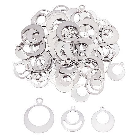 60Pcs 3 Style 201 Stainless Steel Pendants STAS-UN0029-28-1