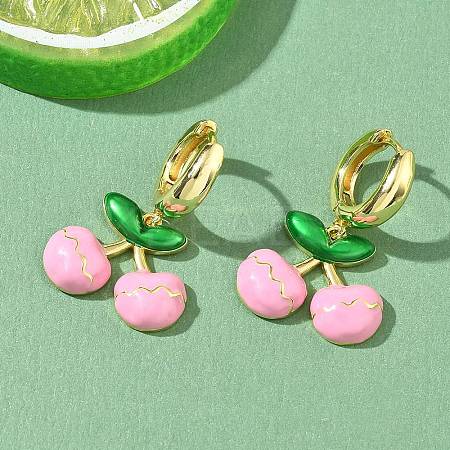 Brass & Enamel Hoop Dangle Earrings for Women EJEW-A167-20G-01-1