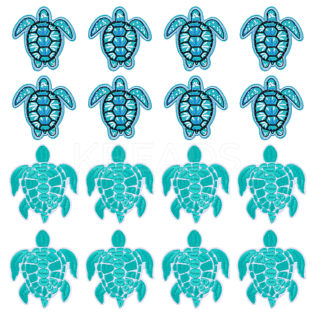 16Pcs 2 Style Polyester Computerized Embroidery Iron on/Sew on Patches PATC-DC0001-01-1