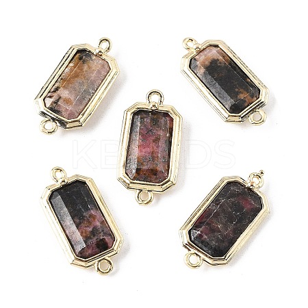 Natural Rhodonite Faceted Rectangle Connector Charms G-H323-04G-01-1