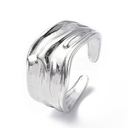 Non-Tarnish 304 Stainless Steel Open Cuff Ring for Women RJEW-C046-09P-1