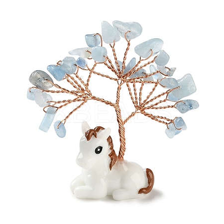 Natural Aquamarine Chips Tree of Life Decorations DJEW-A017-01Q-1