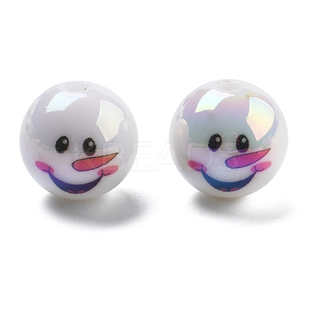 Christmas Theme UV Plating Acrylic Beads OACR-M022-08C-1