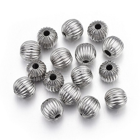 Tarnish Resistant 304 Stainless Steel Corrugated Beads LS-STAS-P218-24-8mm-1