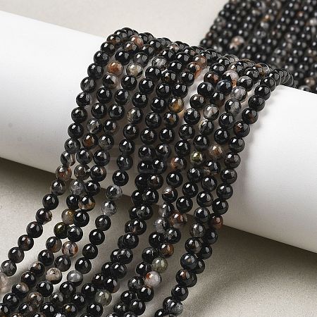 Natural Black Tourmaline Beads Strands G-Q031-A01-4mm-1