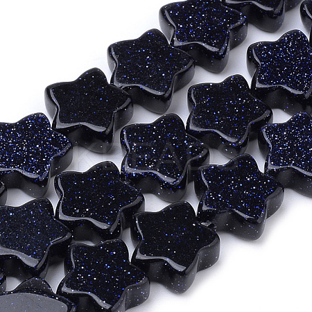 Synthetic Blue Goldstone Beads Strands G-R451-08B-1