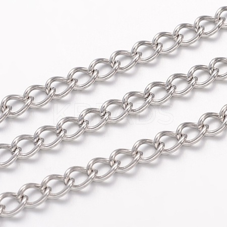 304 Stainless Steel Curb Chains CHS-K005-02P-0.8mm-1