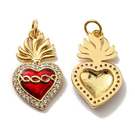 Rack Plating Brass Grade AAA Cubic Zirconia Pendants LS-KK-D026-32G-1