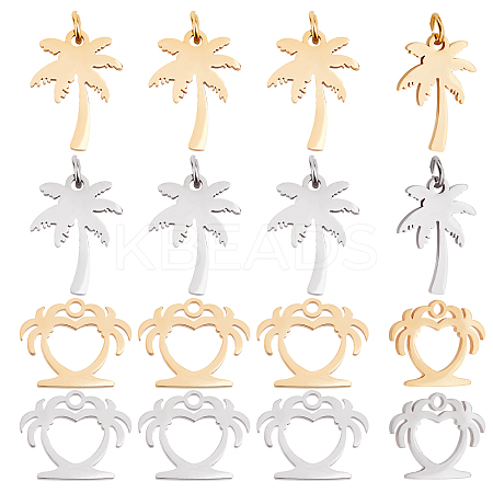 16Pcs 4 Style 201 Stainless Steel Pendants STAS-DC0002-73-1