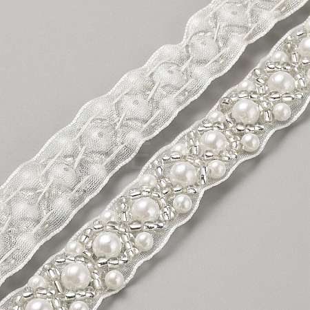 Polyester Organza Lace Trim OCOR-WH0082-187B-1