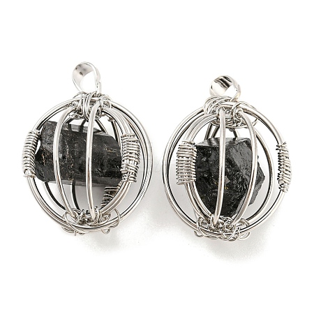 Natural Black Tourmaline Pendants G-H293-03P-02-1