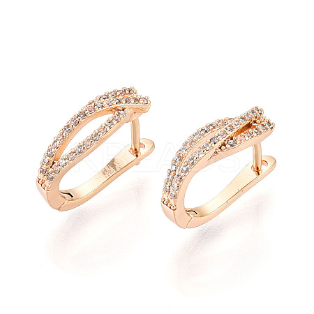 Brass Micro Pave Cubic Zirconia Stick Hoop Earrings EJEW-T048-34G-1