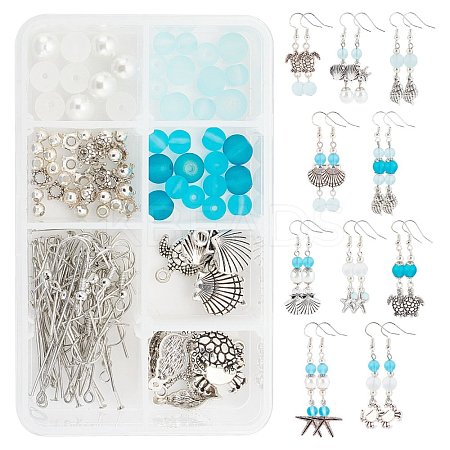 Blue Ocean Theme Earrings DIY Making Kits DIY-SC0017-90-1