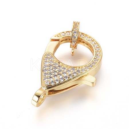 Brass Micro Pave Cubic Zirconia Lobster Claw Clasps ZIRC-F109-07G-1
