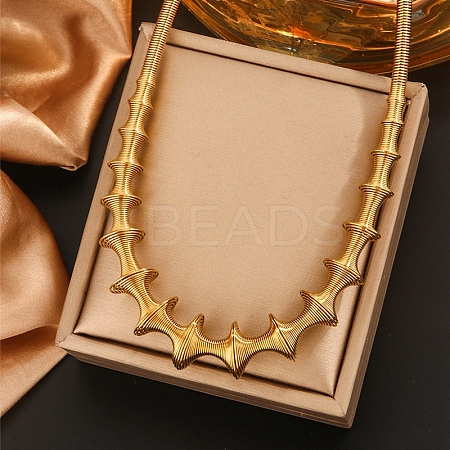 304 Stainless Steel Irregular Twisted Chain Spiral Bib Necklaces for Women NJEW-B127-01G-04-1