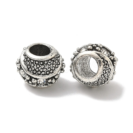 Barrel Antique Silver Plated Metal Alloy Rhinestone European Beads ALRI-Q228-02I-1