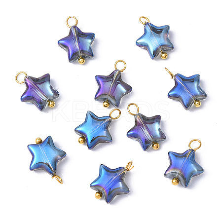 10Pcs Glass Pendants PALLOY-YW00065-03-1
