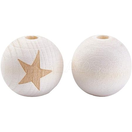 Unfinished Wood Beads WOOD-WH0011-01F-1