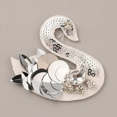 Swan Shape Cloth Sew on Patches DIY-WH0401-34-03A-1