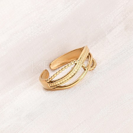 304 Stainless Steel Open Cuff Rings for Women RJEW-K309-19G-1