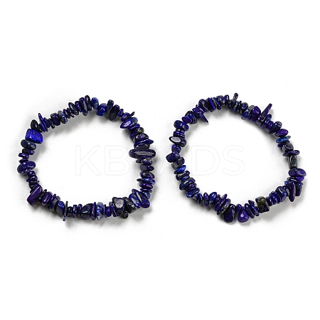 Natural Lapis Lazuli Chip Beaded Stretch Bracelet G-H294-01B-03B-1