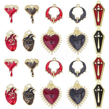 20Pcs 10 Styles Gothic Pendant with Enamel ENAM-SC0007-57-1