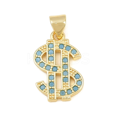 Brass Micro Pave Sky Blue Cubic Zirconia Pendants CU-CBA4A93-02B-G-1
