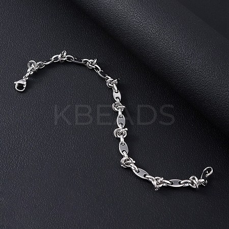 304 Stainless Steel Oval Link Bracelets for Men Women BJEW-V007-02P-1