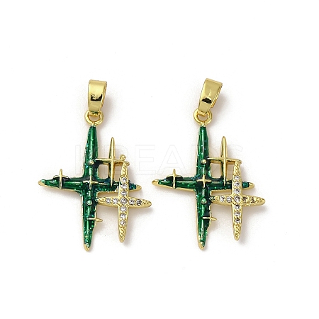 Brass Micro Pave Cubic Zirconia Pendants KK-F903-07G-1
