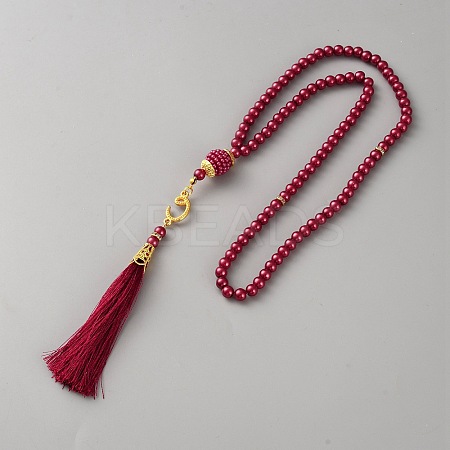 Round Glass Imitation Pearl Beaded Decorations AJEW-WH0460-139G-06-1