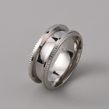 201 Stainless Steel Grooved Finger Ring Settings STAS-WH0027-26D-P-1