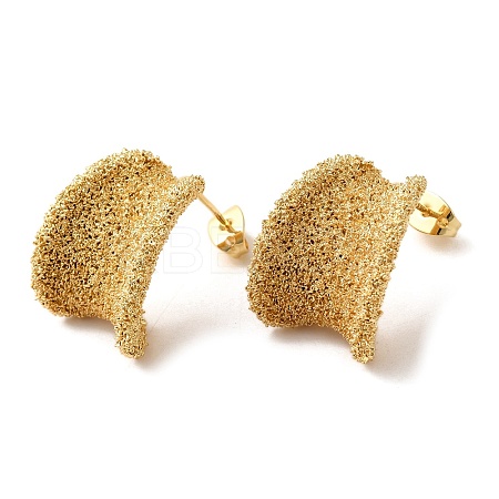 Real 18K Gold Plated Brass Stud Earrings EJEW-G382-10D-G-1