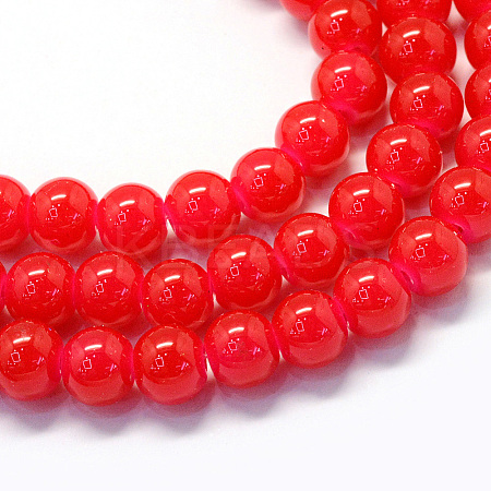Baking Paint Imitation Jade Glass Round Bead Strands DGLA-Q021-12mm-05-1