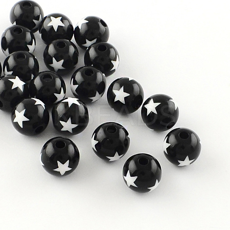 Star Pattern Opaque Acrylic Beads SACR-R882-20mm-01-1