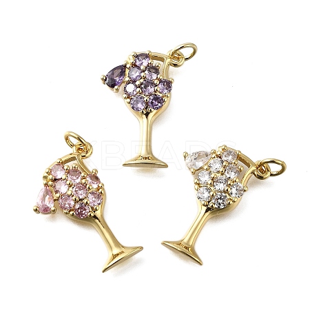 Brass Micro Pave Cubic Zirconia Pendants KK-S523-22G-1