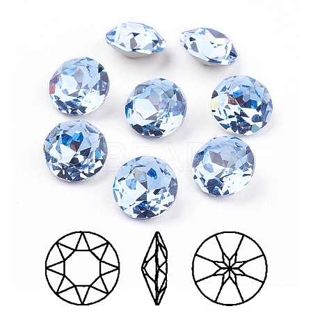 Pointed Back & Back Plated K9 Glass Rhinestone Cabochons RGLA-J012-10mm-211-1
