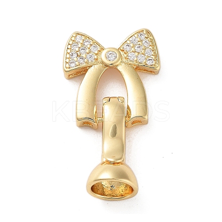 Rack Plating Brass Micro Pave Cubic Zirconia Ice Pick Pinch Bails ZIRC-P117-01A-G-1